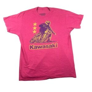 Tee Luv Kawasaki Racing Graphic T-Shirt Mens Large Pink Motorcycle Short Sleeve